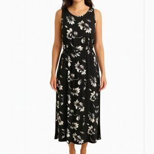 Ralph Lauren Black and White Belted Sleeveless Maxi Sundress Size 12